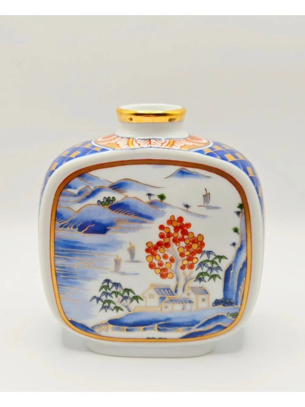 Hand-Painted Otagiri Japanese Porcelain Vase Scenic Design